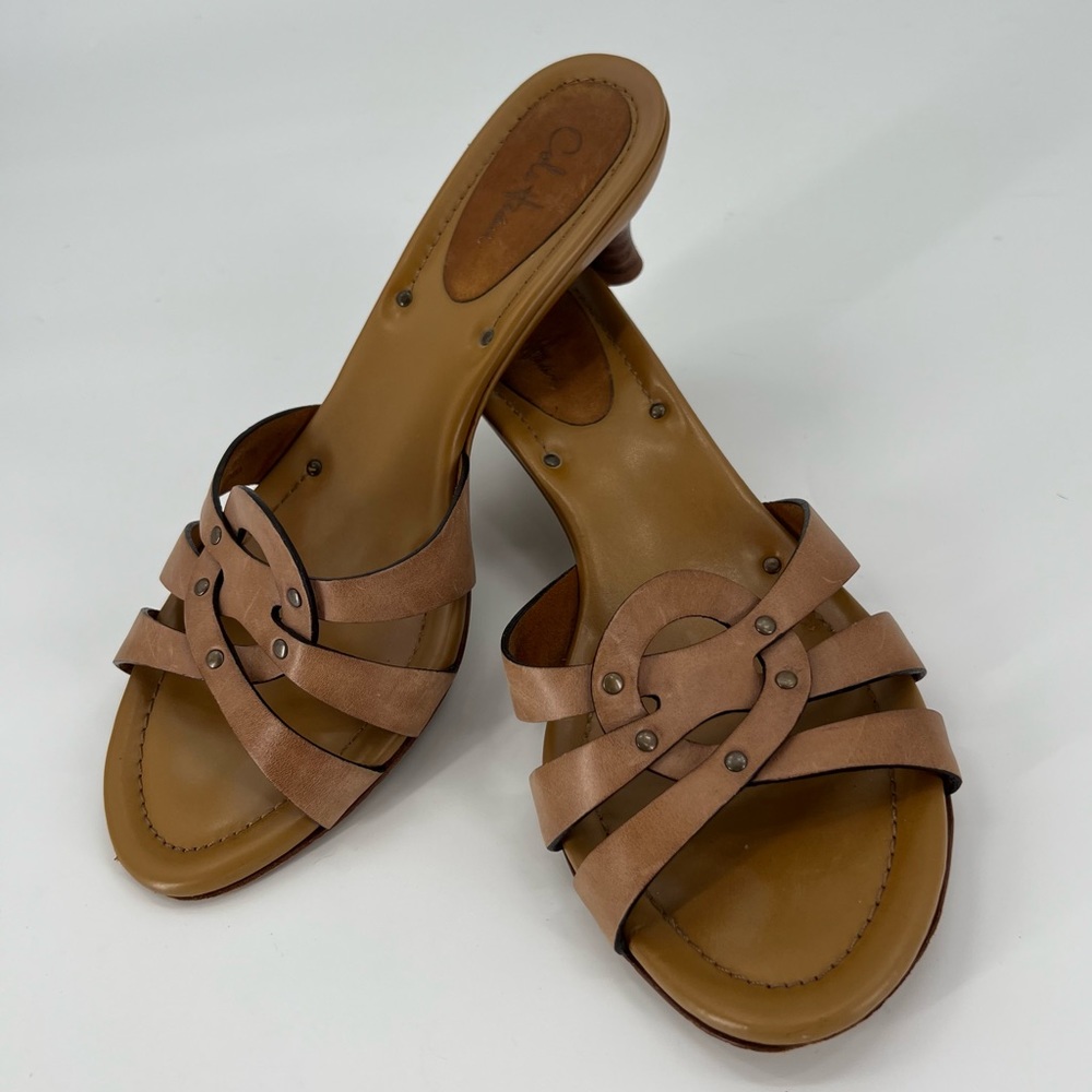 Cole Haan Leather Kitten Heel Sandals 7.5
